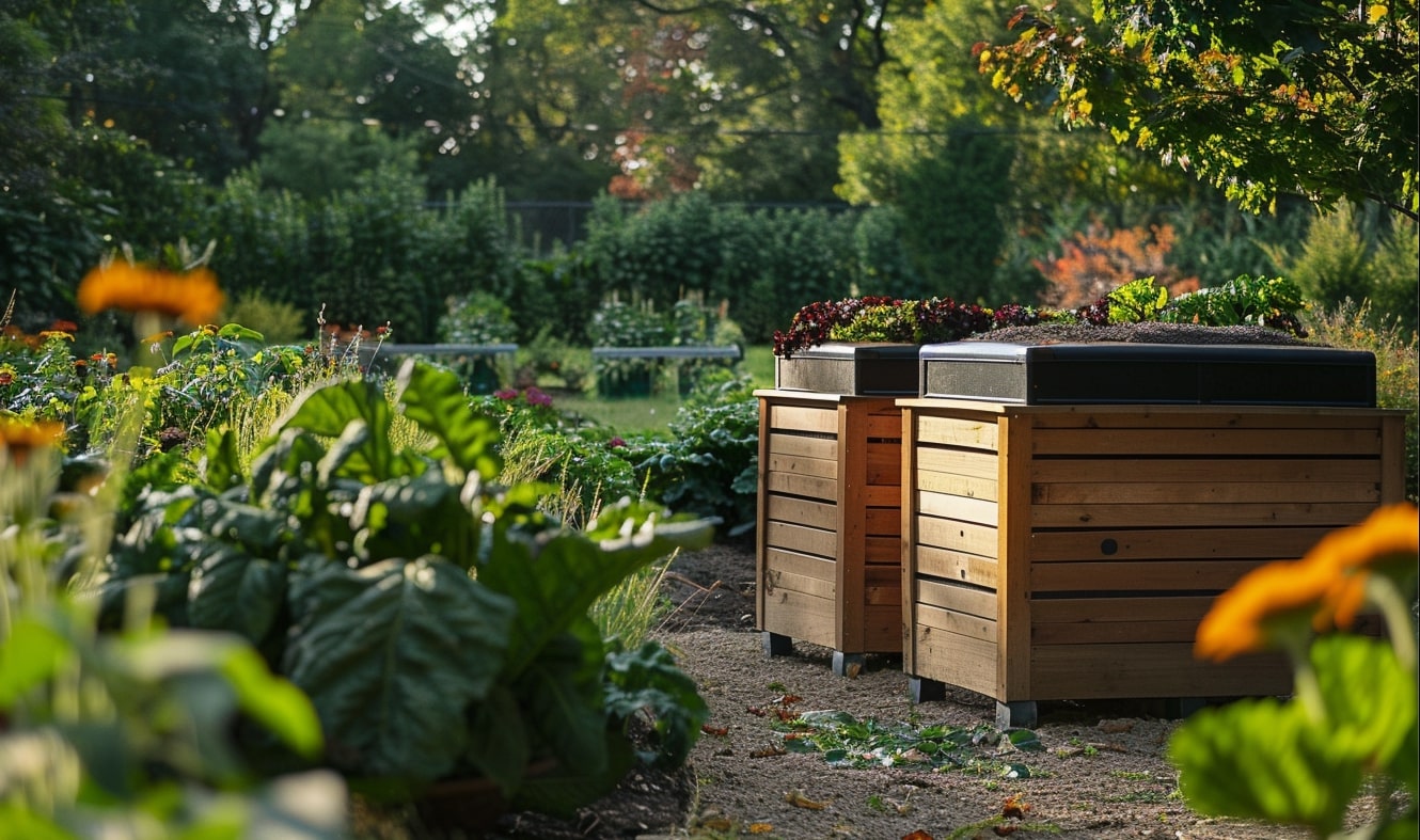 déchets compostables dans un compost de jardin